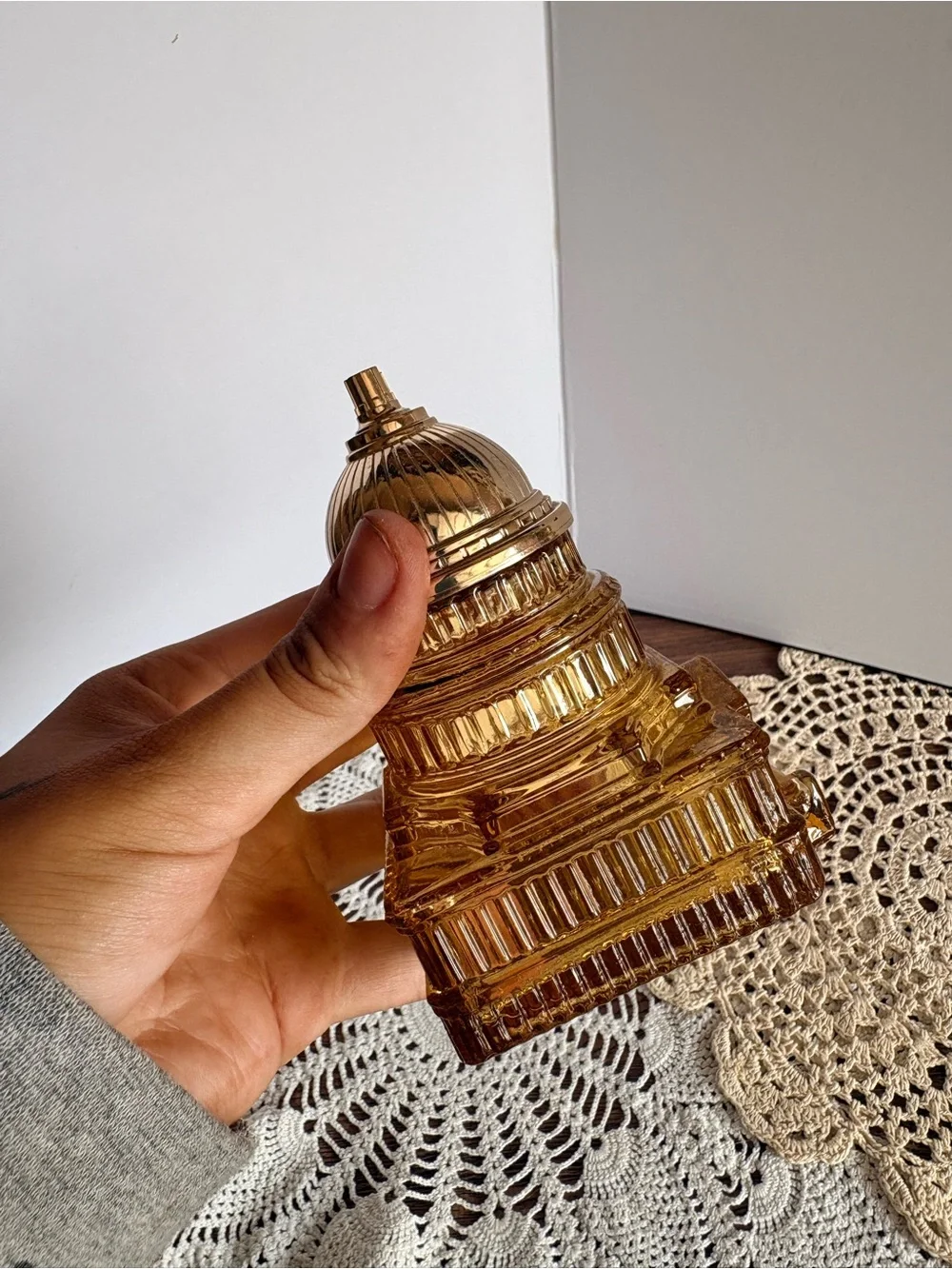 Avon Gold Capitol Building Glass Trinket Bottle